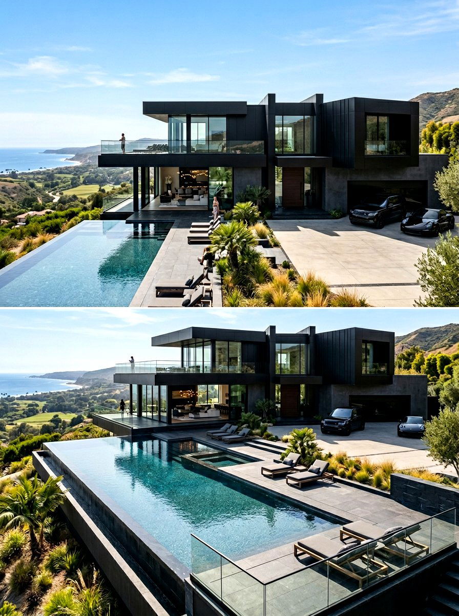 Black Modern Mansion - 30 black house exterior ideas