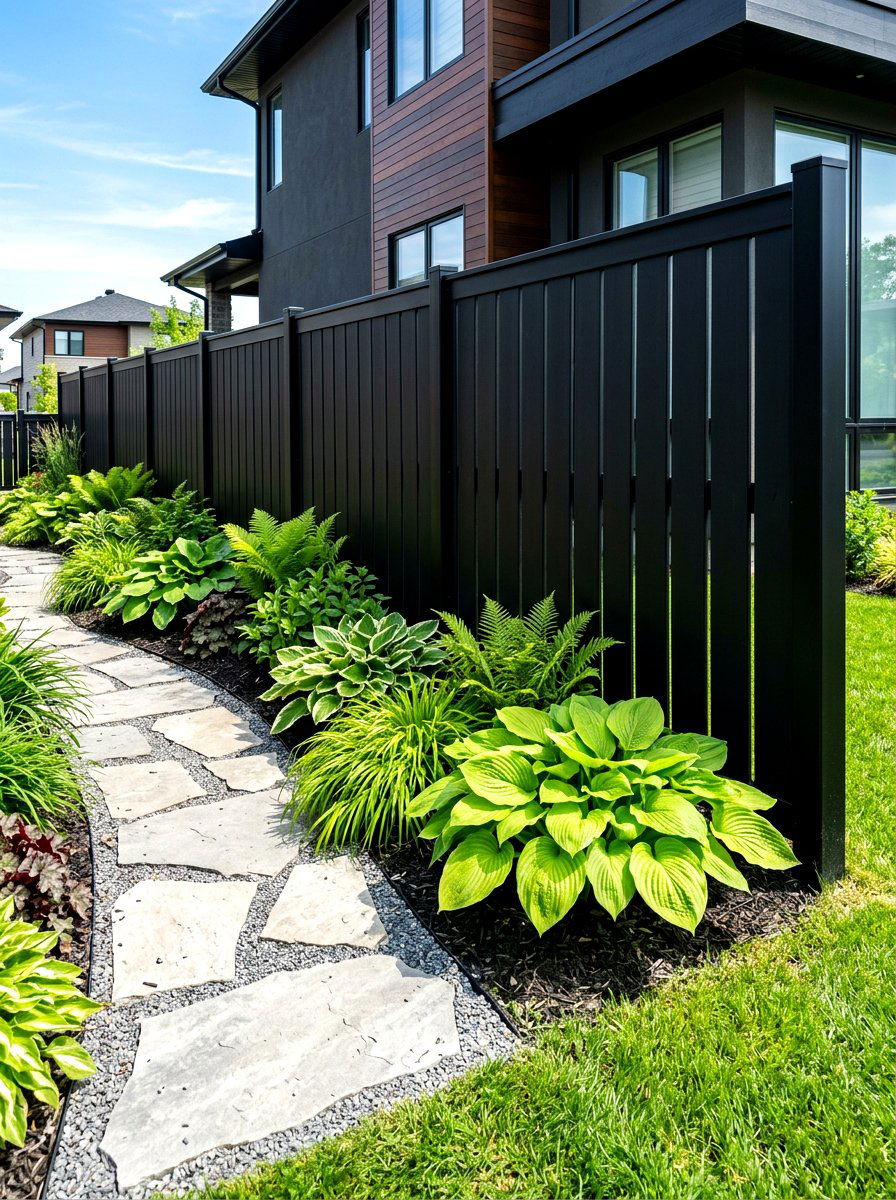 Black Modern Privacy Fence - 30 side yard privacy fence landscaping ideas