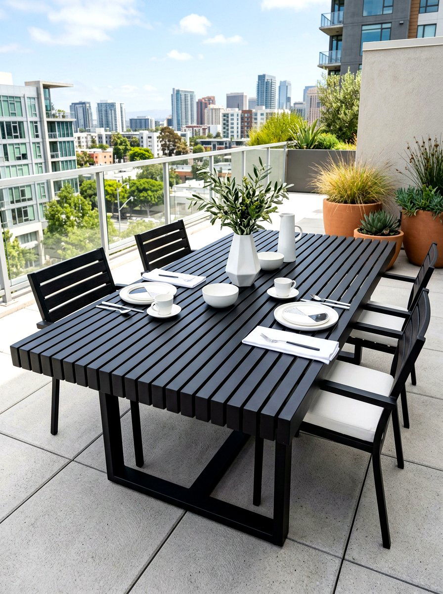 Black Modern Slat Table - 30 outdoor buffet table ideas