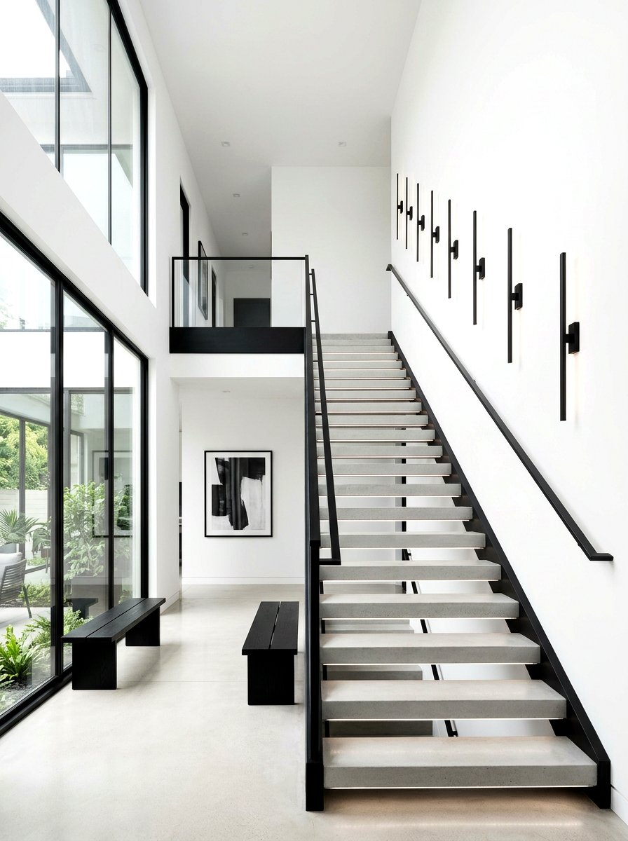Black Modern Staircase Lighting - 30 stair tread lighting ideas