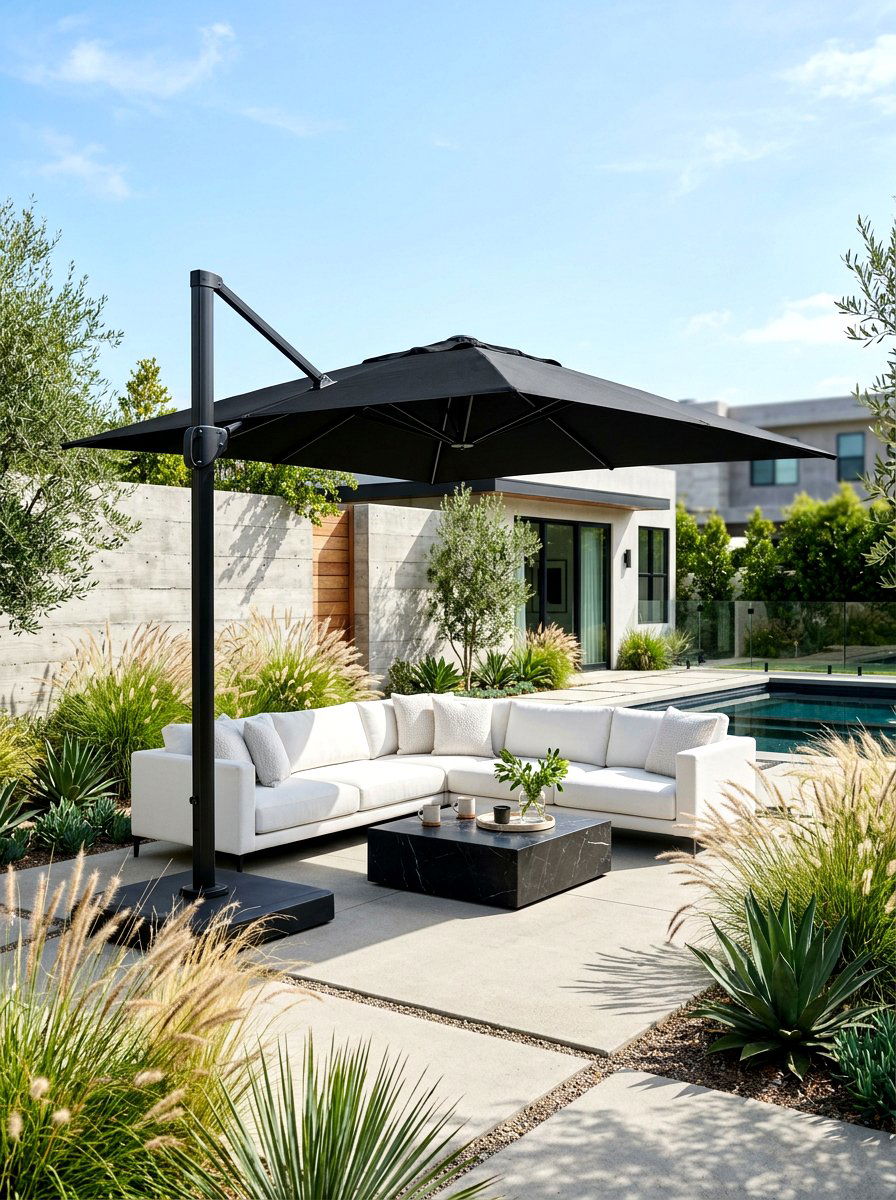 Black Modern Umbrella - 30 patio umbrella ideas