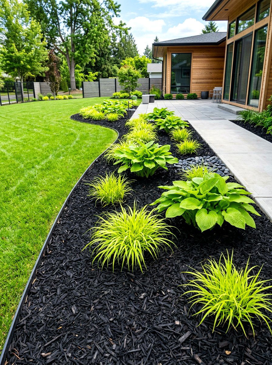 Black Mulch Minimalist Bed - 30 modern flower bed ideas