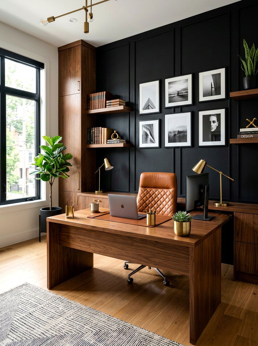 Black Office Accent Wall - 30 accent wall ideas
