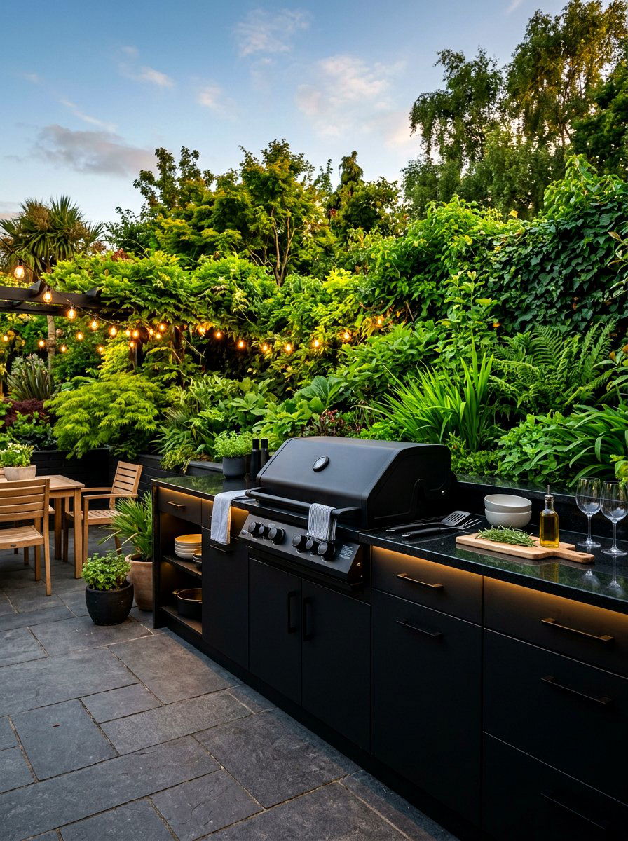 Black Outdoor BBQ - 30 bbq area ideas