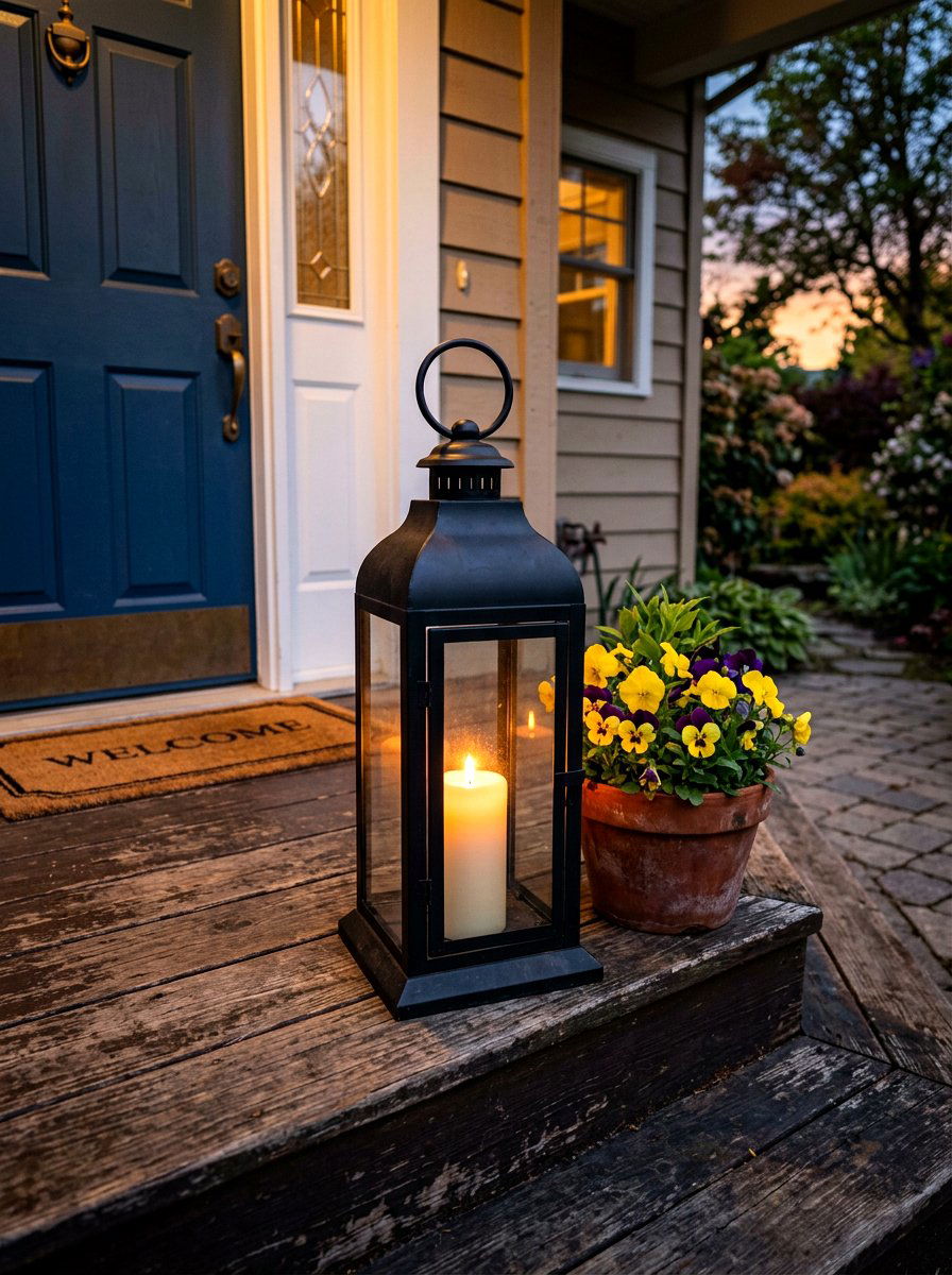 Black Outdoor Lantern - 30 front porch spring refresh ideas