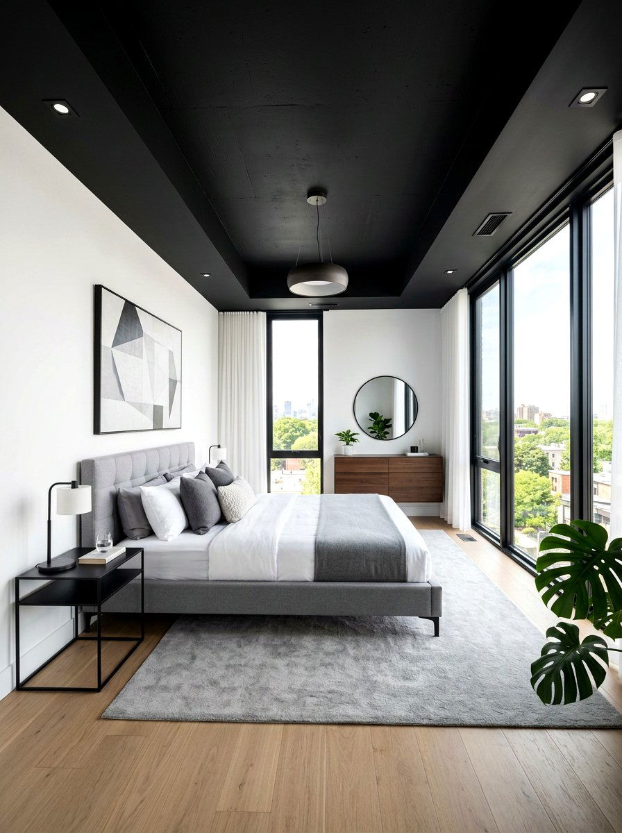 Black Painted Ceiling - 30 bedroom ceiling ideas
