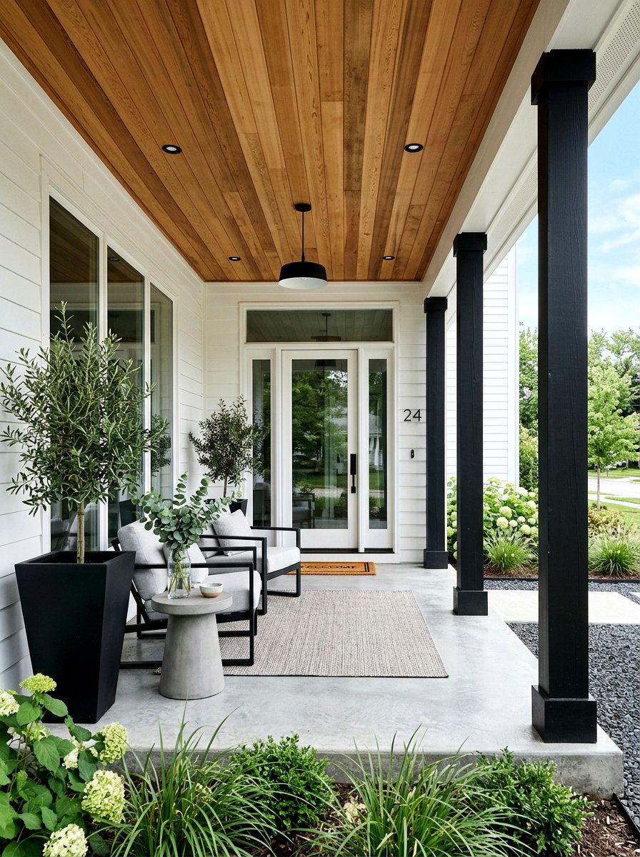 Black Painted Porch Column - 30 porch columns decor ideas