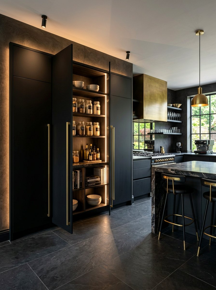 Black Pantry Cabinet - 30 freestanding pantry cabinet ideas