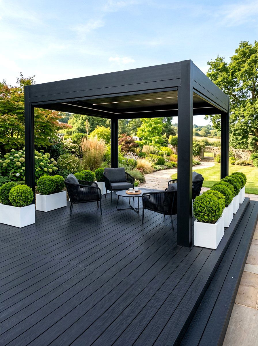 Black Pavilion With Deck Flooring - 30 black pavilion backyard ideas