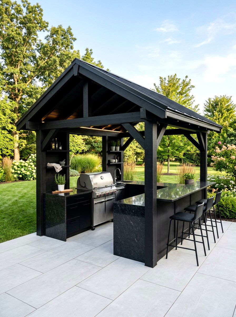 30 Black Pavilion Backyard Ideas for Ultimate Outdoor Living