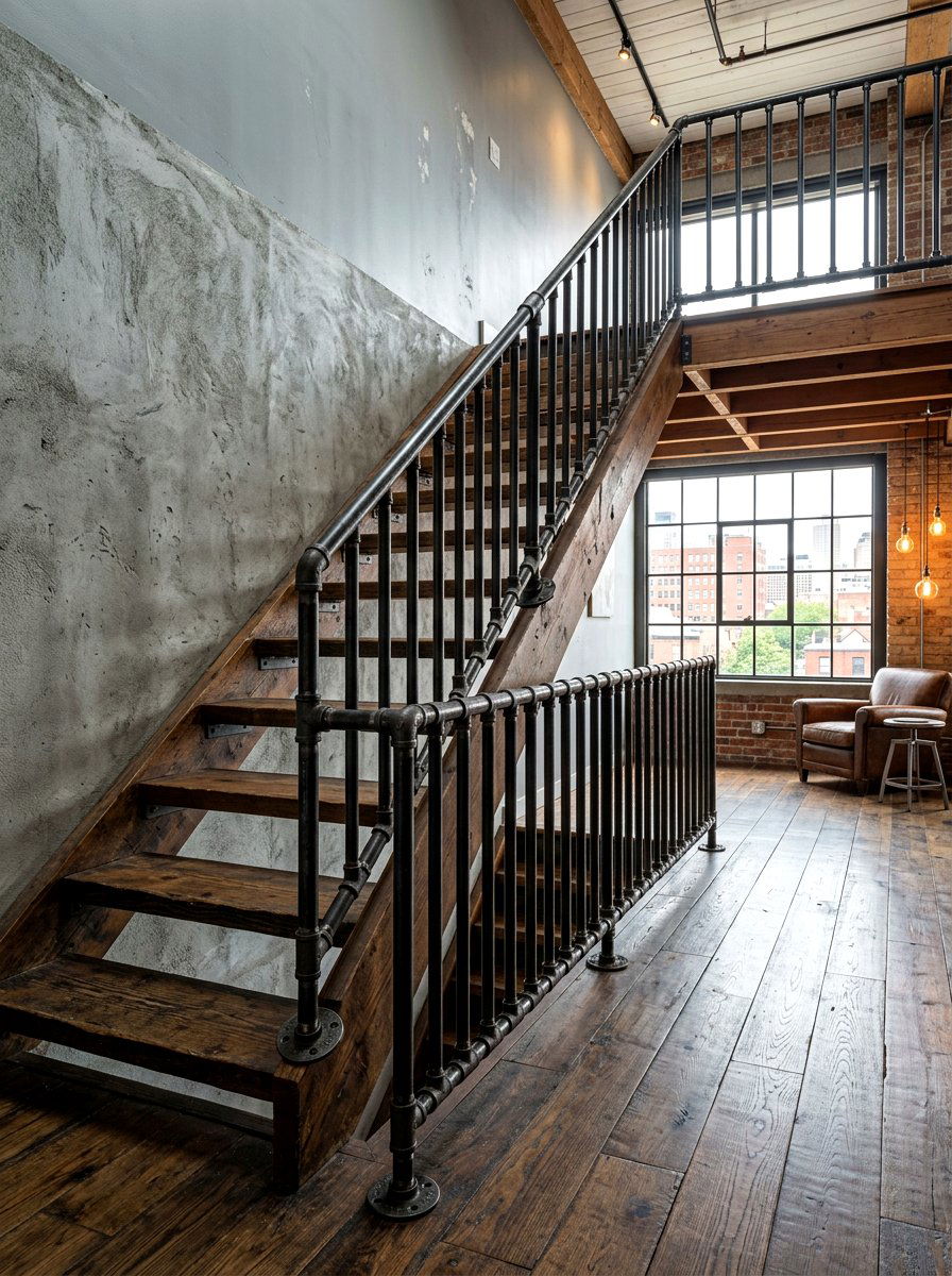 Black Pipe Railing - 30 open loft railing ideas
