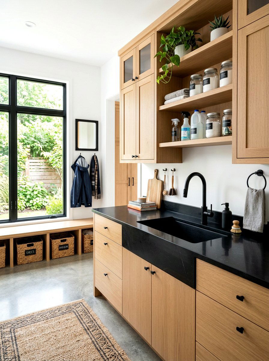 Black Quartz Mudroom Sink - 30 mudroom laundry sink ideas