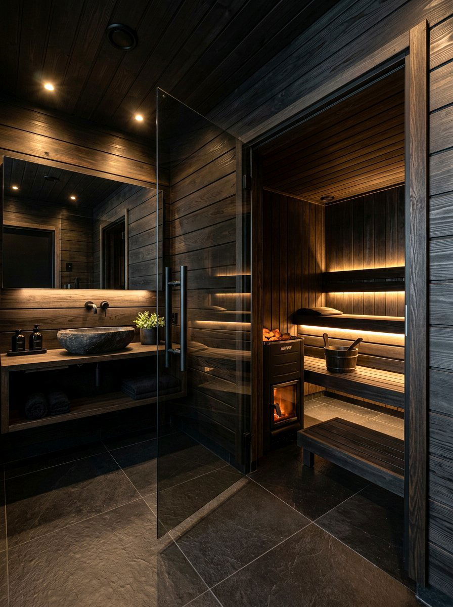 Black Sauna Bathroom - 30 sauna bathroom ideas