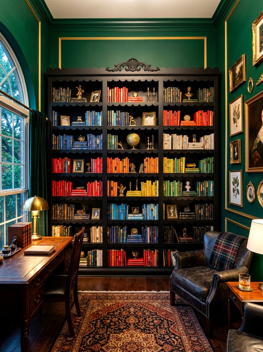 Black Scalloped Bookshelf - 30 scalloped shelf ideas