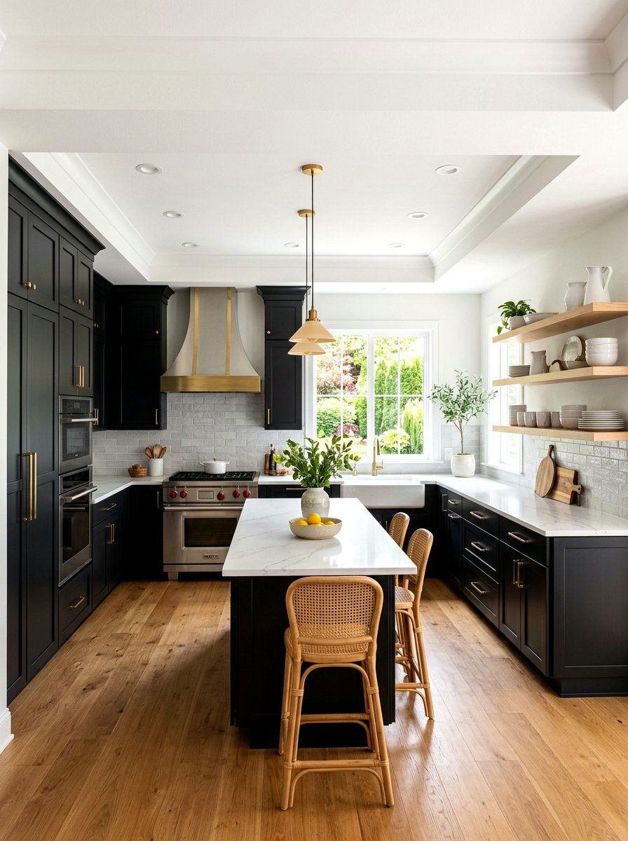 Black Shaker Kitchen Cabinets - 30 black and white kitchen ideas