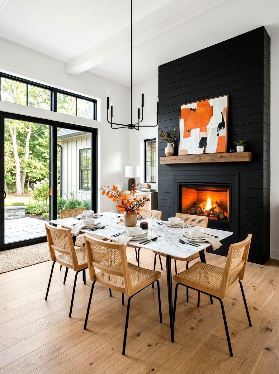 Black Shiplap Fireplace Wall - 30 dining room fireplace wall ideas