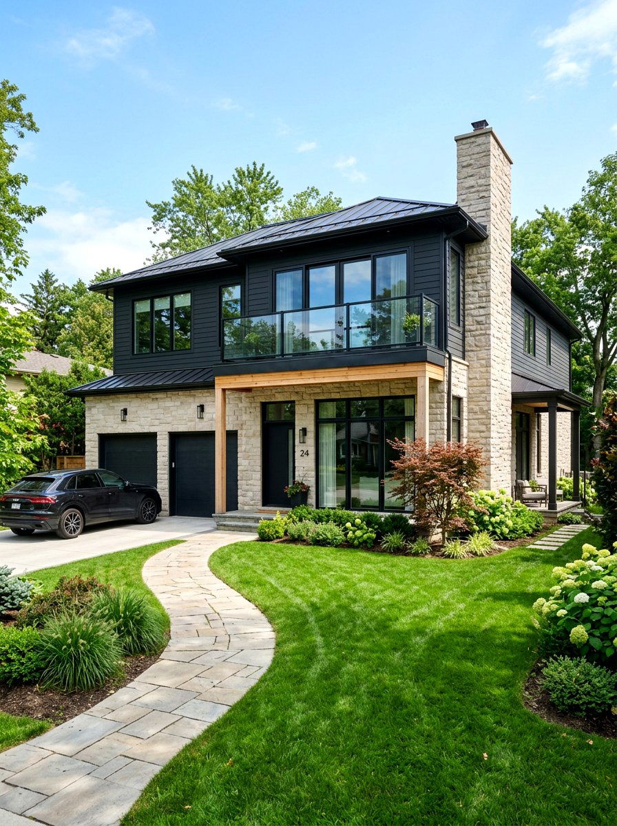 Black Siding Stone Accents - 30 black house exterior ideas