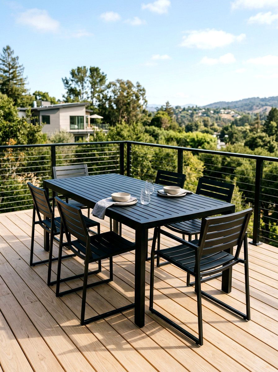 Black Slat Modern Table - 30 garden dinner table ideas