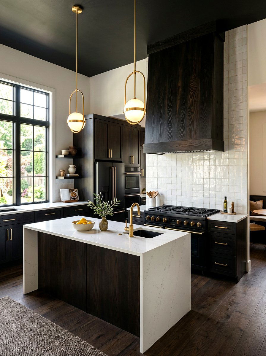 Black Stained Hood - 30 wood vent hood ideas
