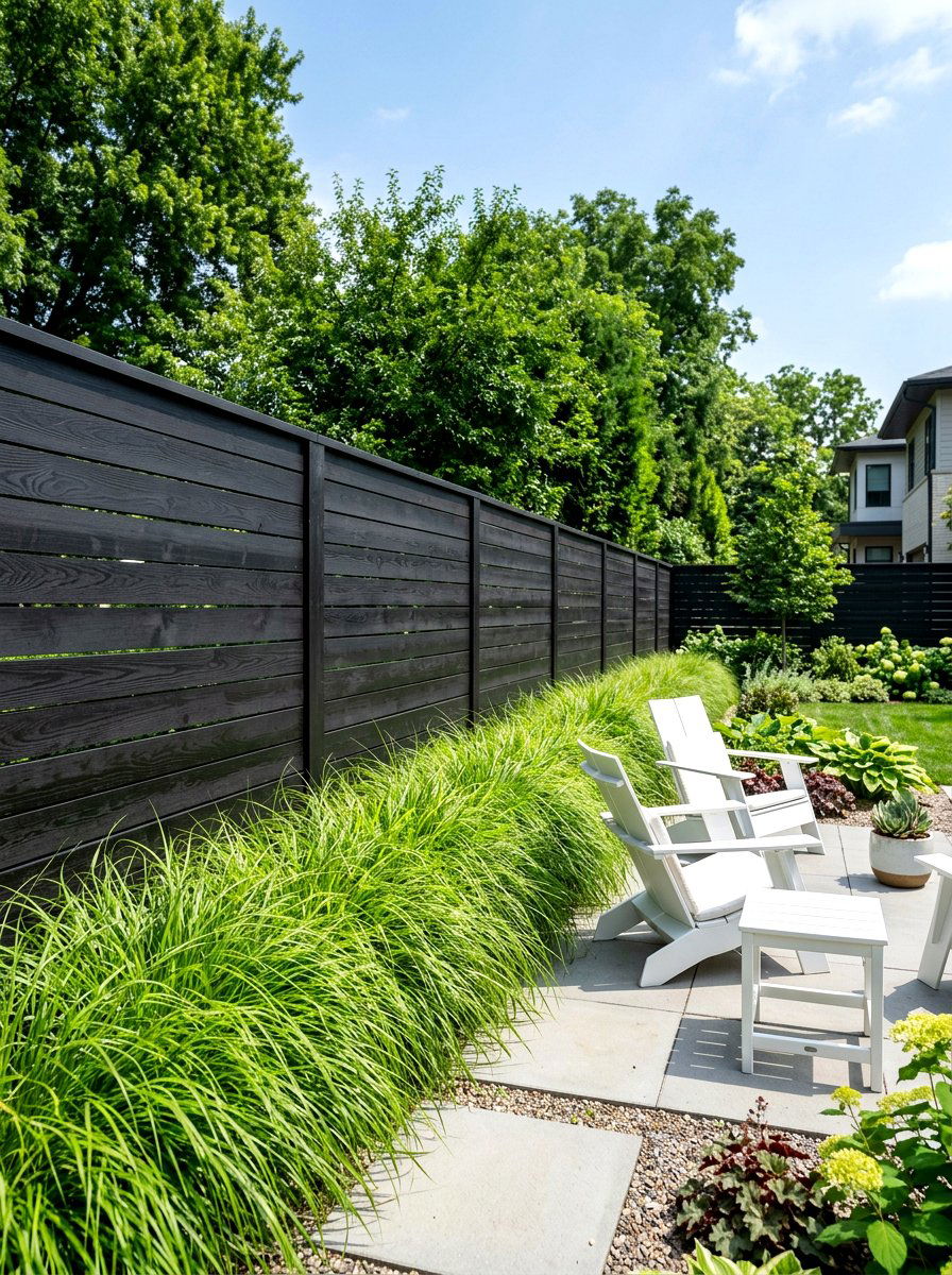 Black Stained Wood Fence - 30 wooden fence ideas