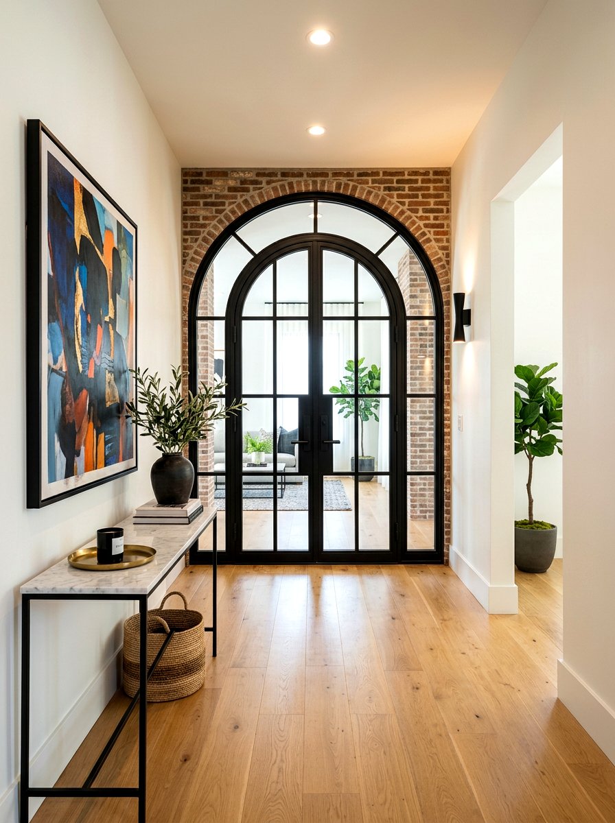 Black Steel Arched Glass Door - 30 arched doorway ideas