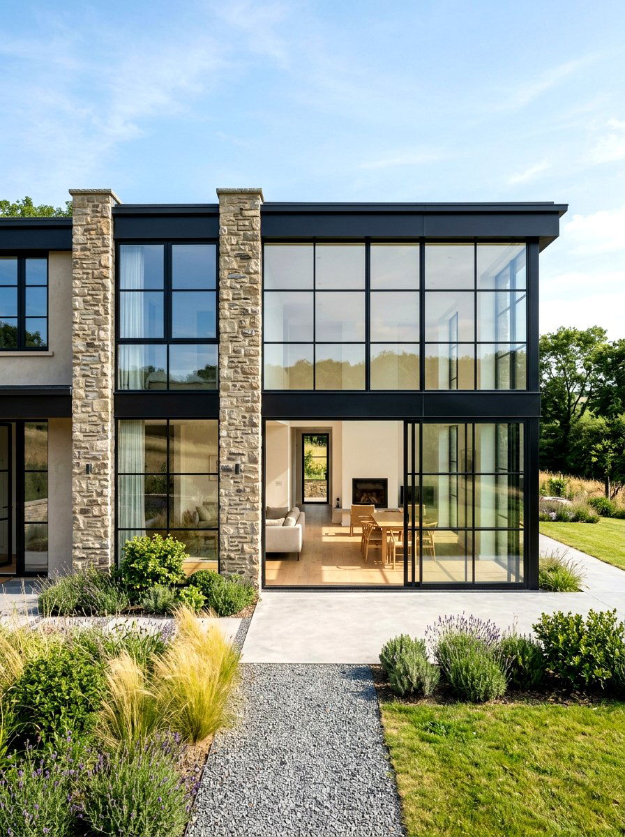 Black Steel Frame Windows - 30 quiet luxury exterior ideas