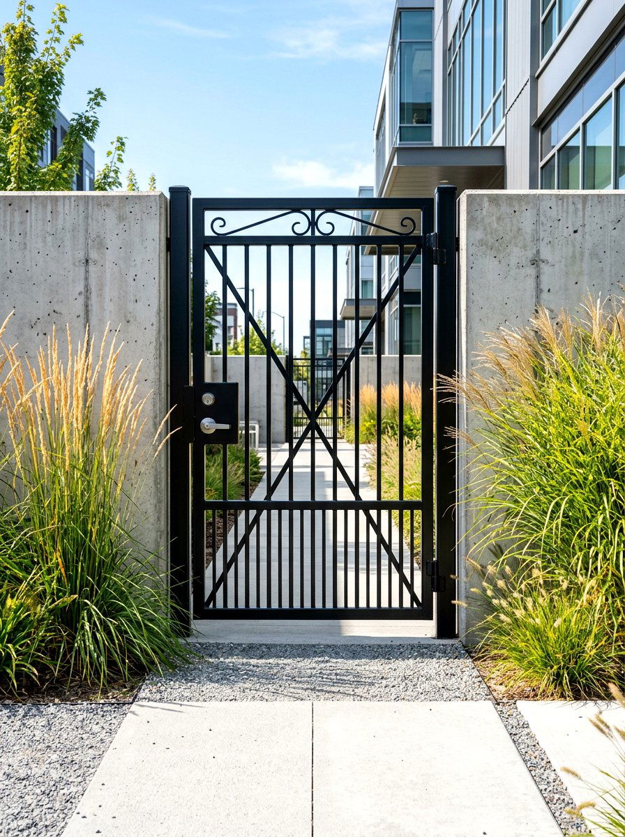 Black Steel Gate - 30 garden gate ideas