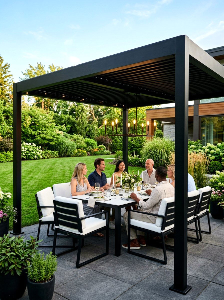 Black Steel Gazebo Dining - 30 gazebo dining area ideas