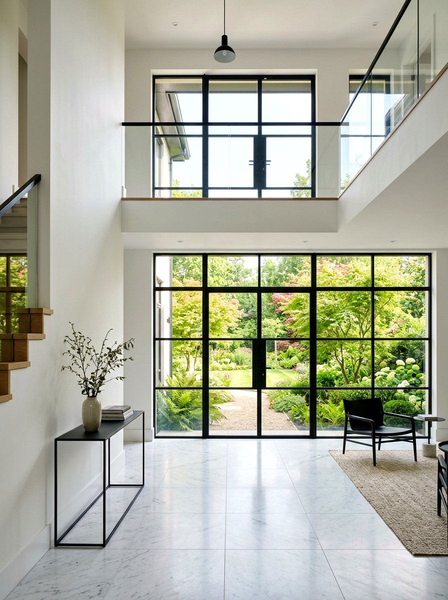 Black Steel Window Foyer - 30 double height foyer ideas
