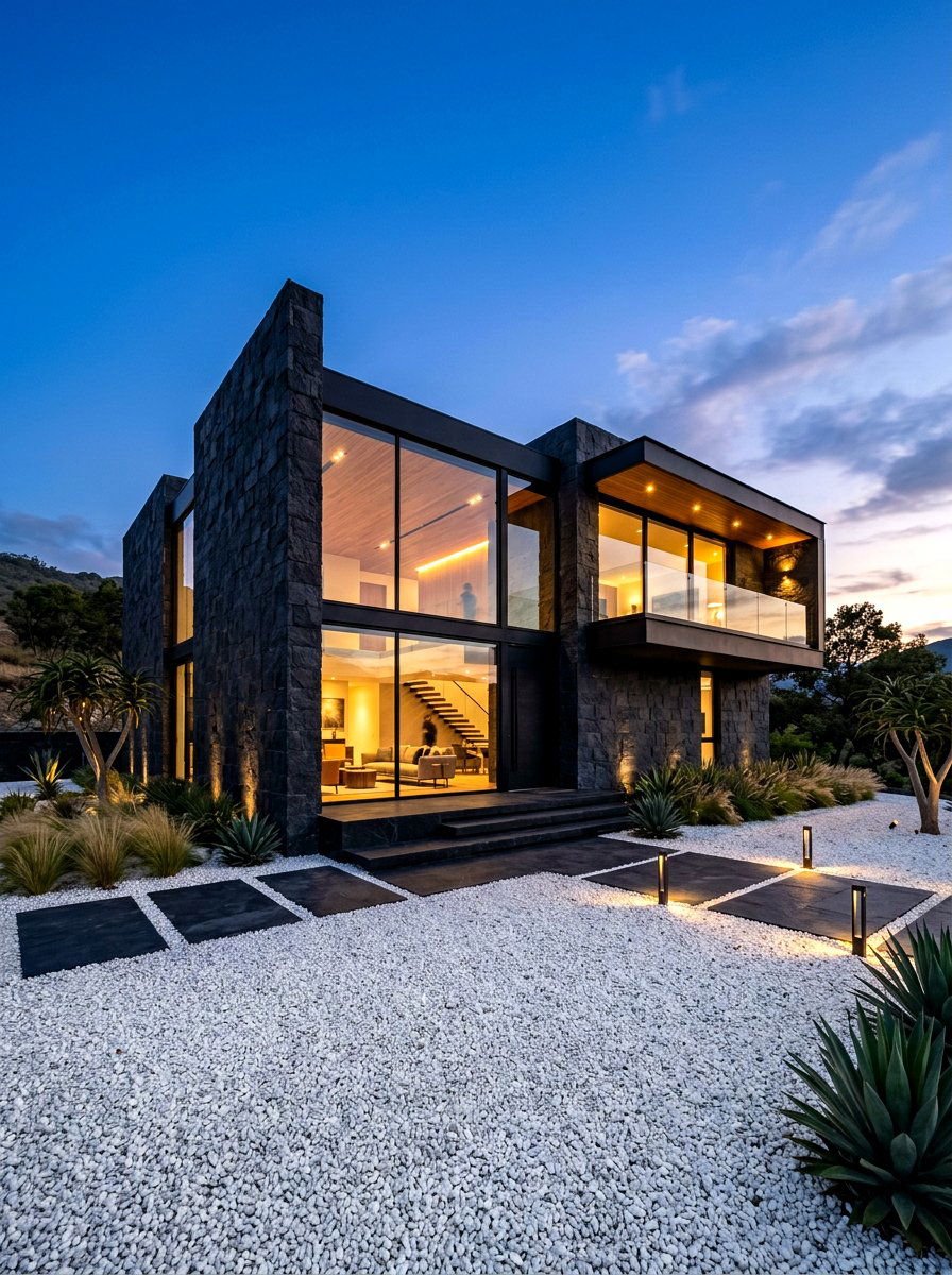 Black Stone Modern Architecture - 30 stone house exterior ideas