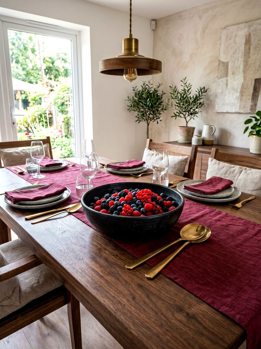 Black Stoneware Serving Bowl - 30 moody berry tablescape ideas