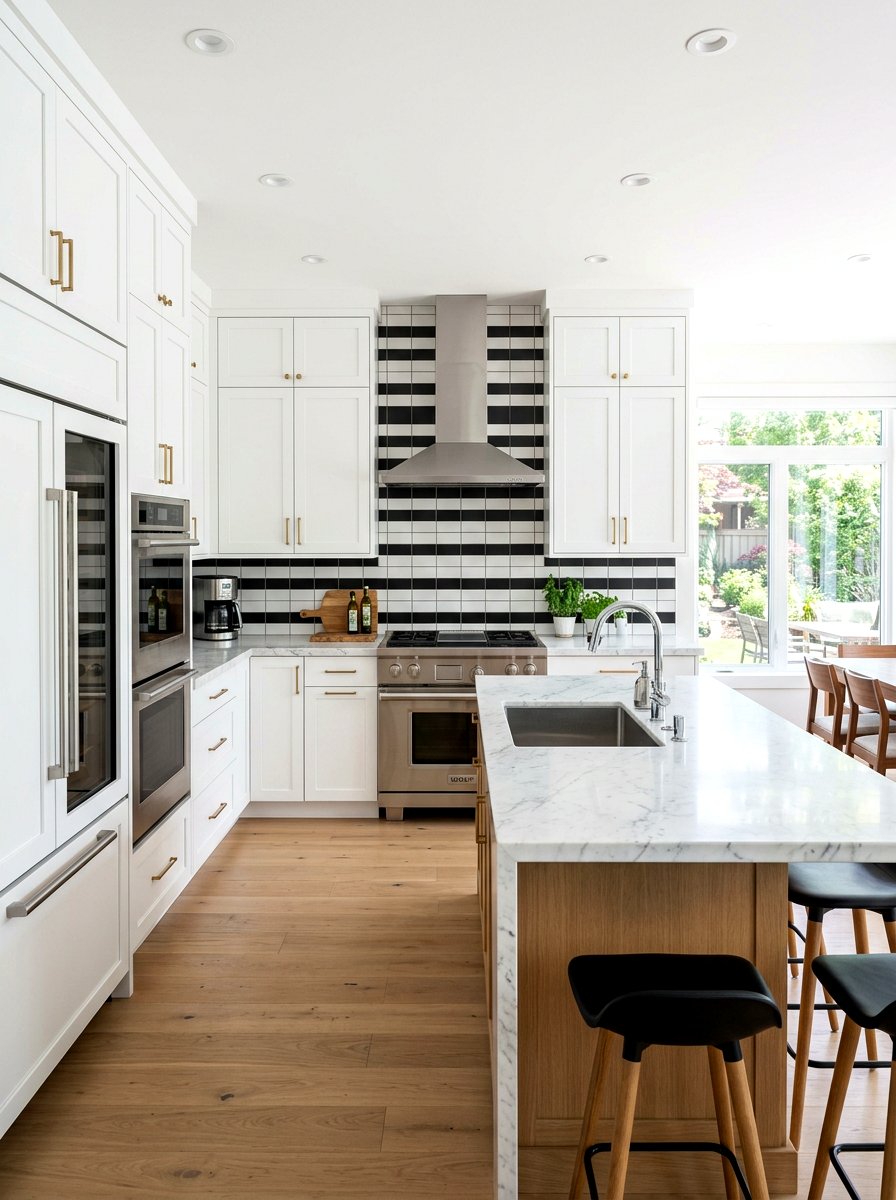 Black Stripe Kitchen Backsplash - 30 bold stripe decor ideas