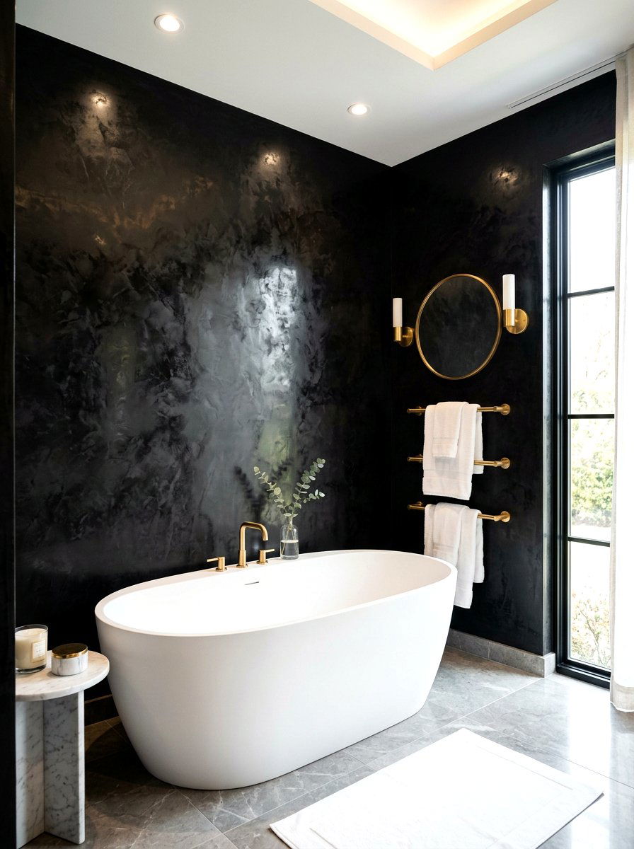 Black Tadelakt Finish - 30 tadelakt bathroom ideas