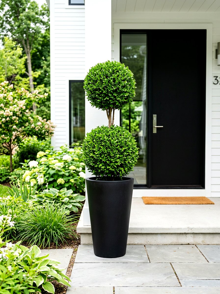 Black Tapered Planter - 30 tall front door planter ideas