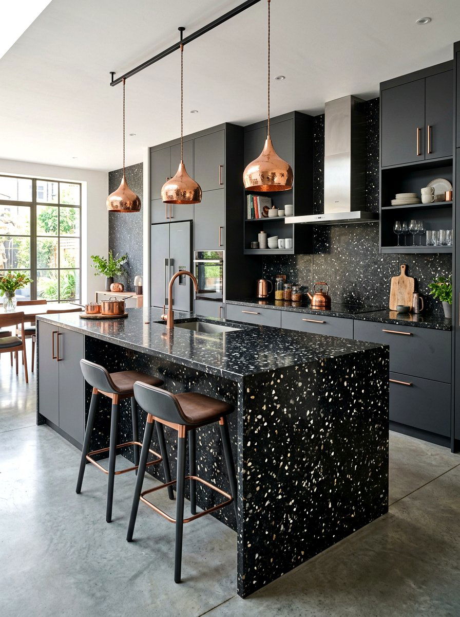 Black Terrazzo Kitchen - 30 terrazzo kitchen ideas