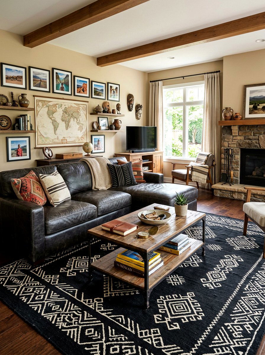 Black Tribal Print Rug - 30 statement rug ideas