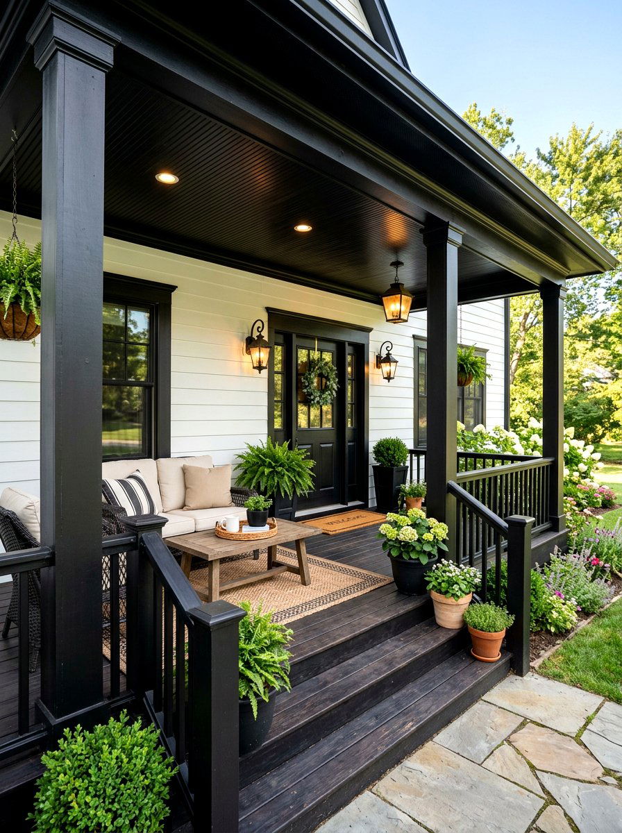 Black Trim Front Porch - 30 black trim exterior ideas