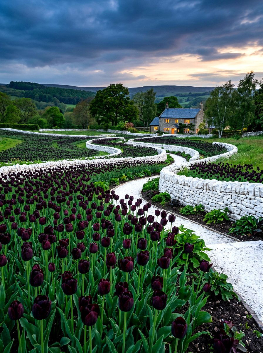 Black Tulip Landscape - 30 tulip garden ideas
