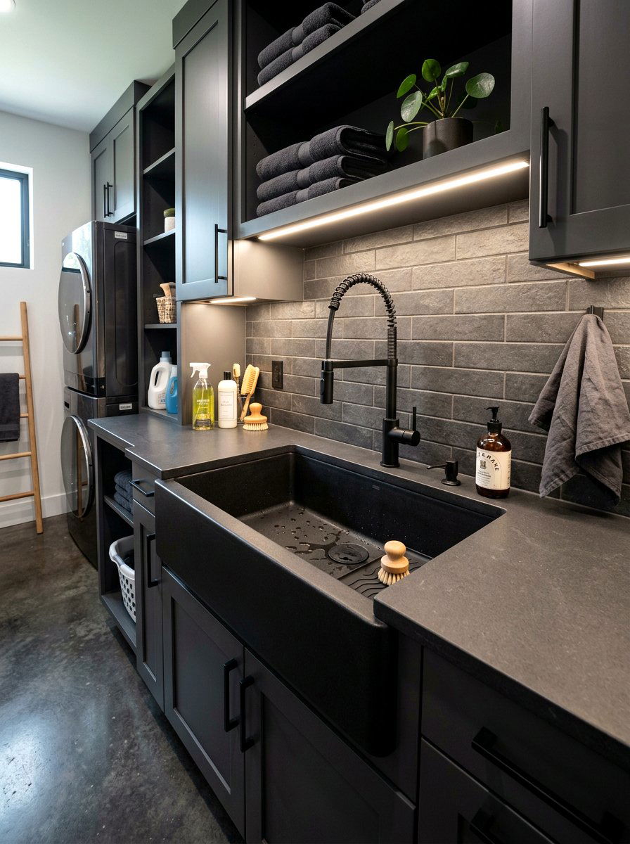 Black Utility Sink - 30 garage sink station ideas