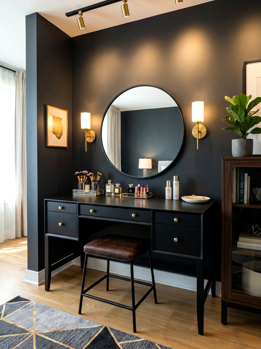 Black Vanity Desk - 30 dressing table ideas