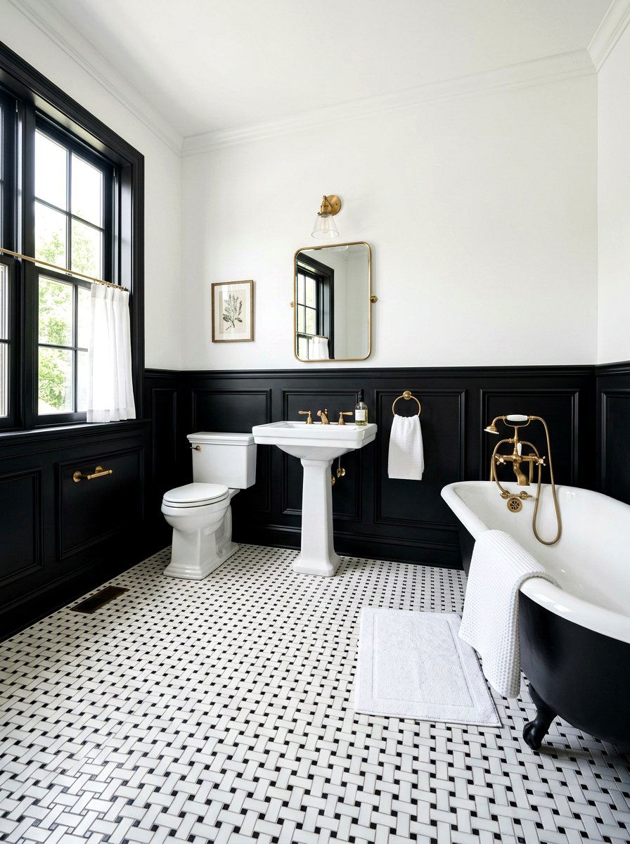 Black Wainscoting Bathroom - 30 black bathroom ideas