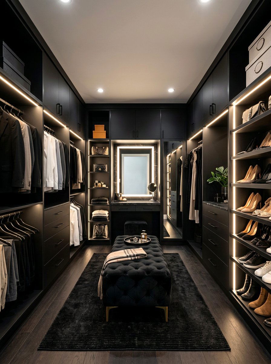Black Walk In Closet - 30 monochrome room ideas