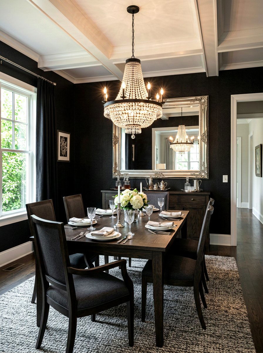 Black Wallpaper Dining Room - 30 moody dining room ideas