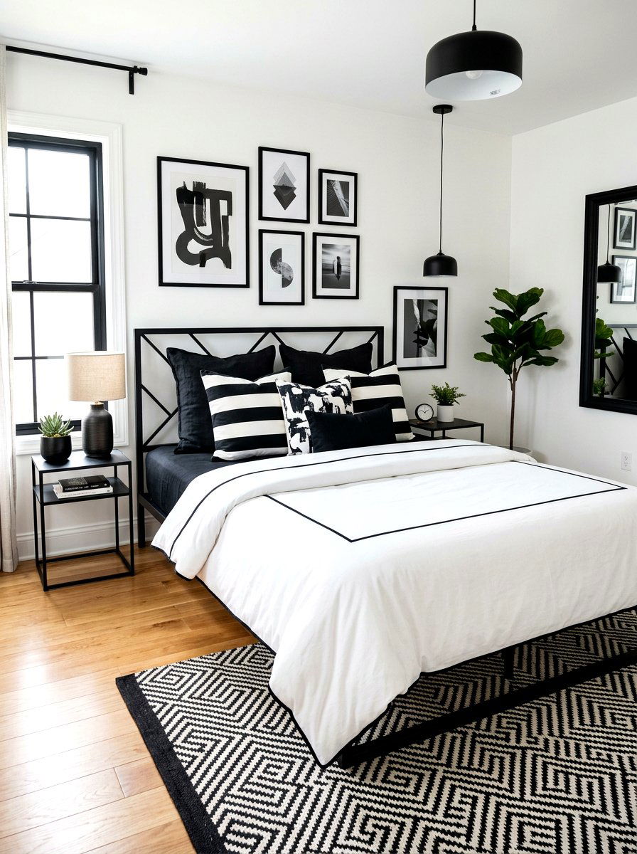 Black White Bedding - 30 bedscape styling ideas