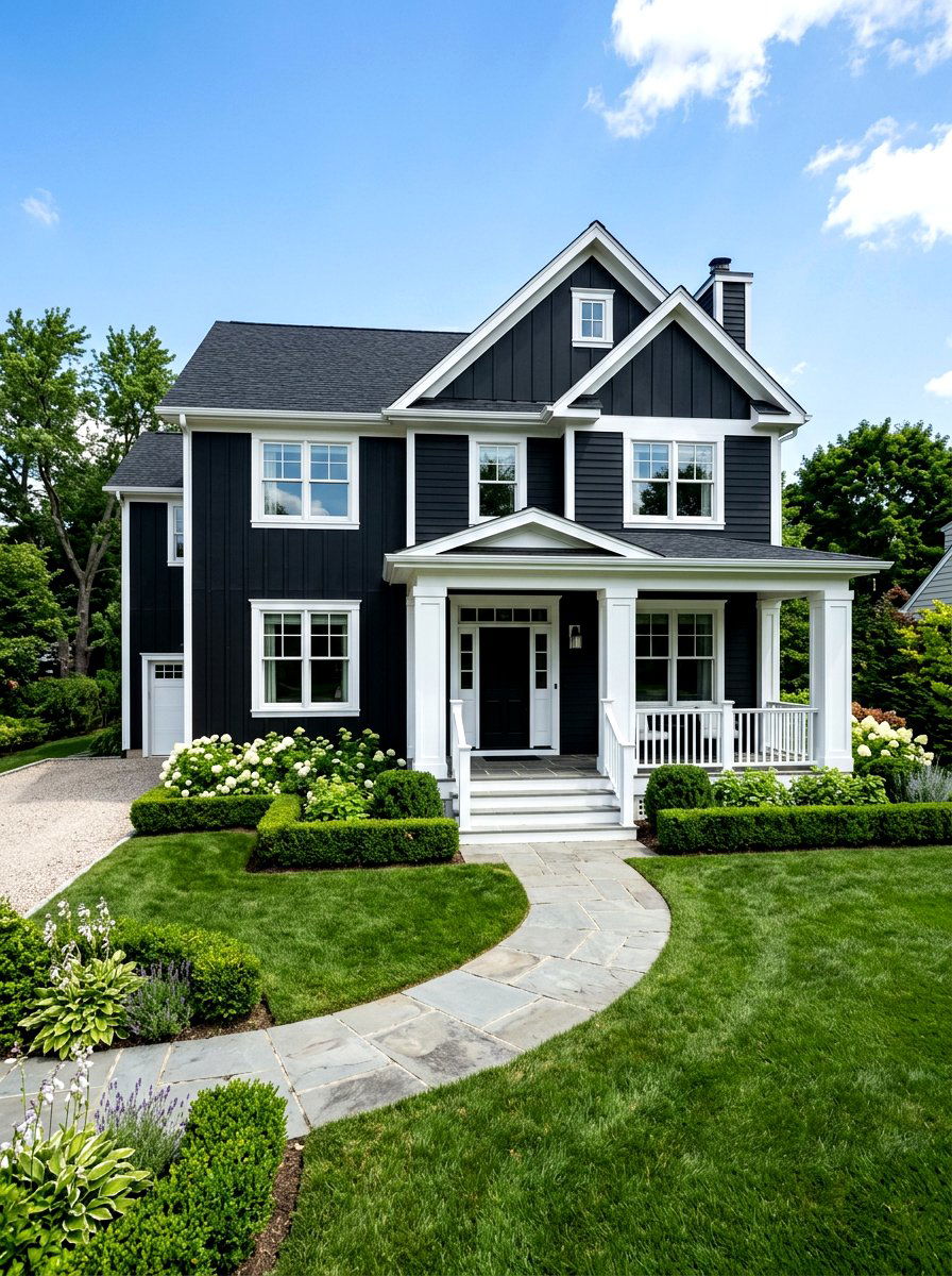 Black White Exterior Contrast - 30 black house exterior ideas