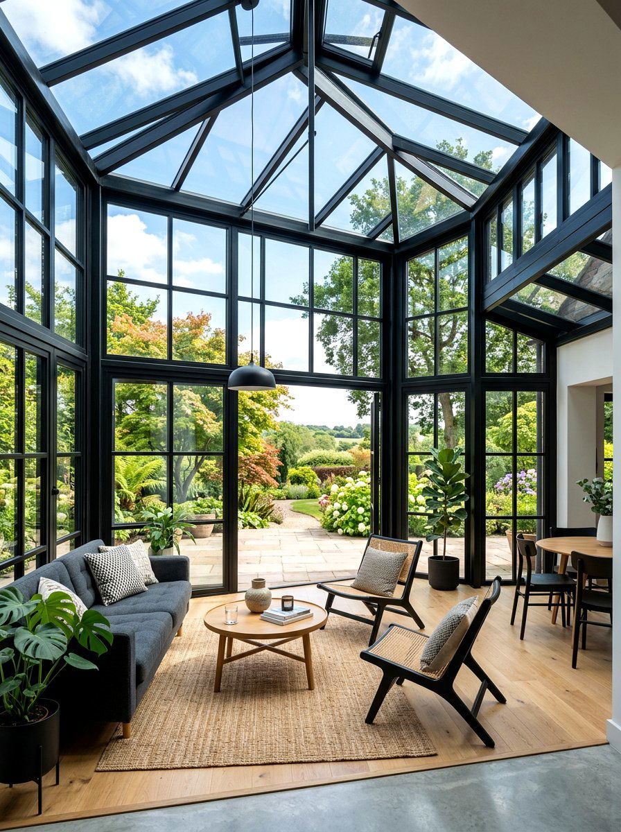 Black Window Frame Sunroom - 30 bright sunroom ideas