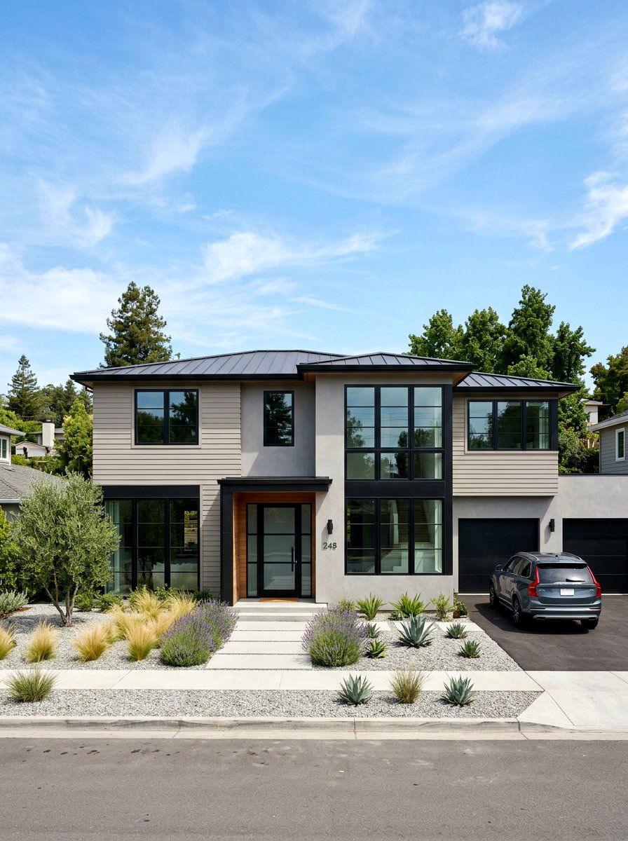 Black Window Frames - 30 front facade makeover ideas