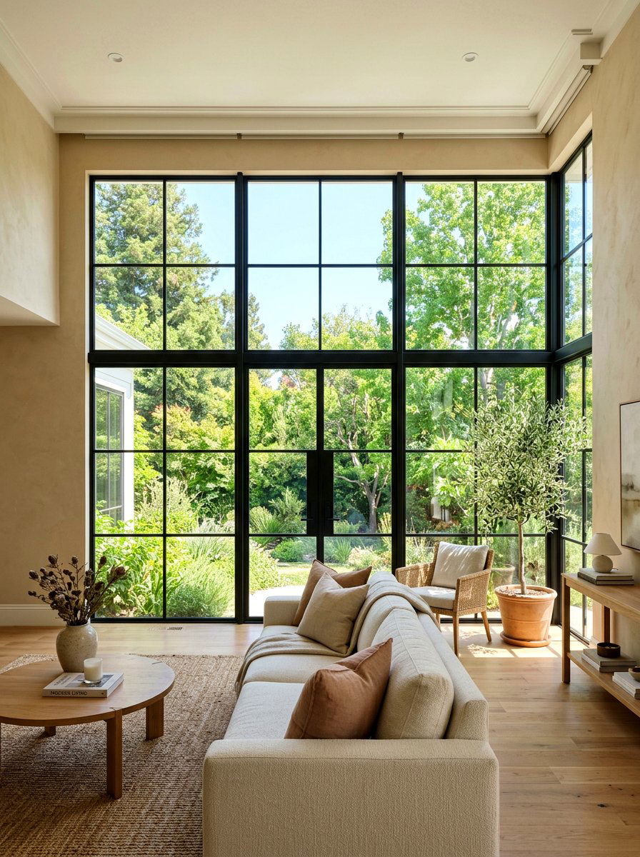 Black Window Frames In Beige Living Room - 30 black and beige living room ideas