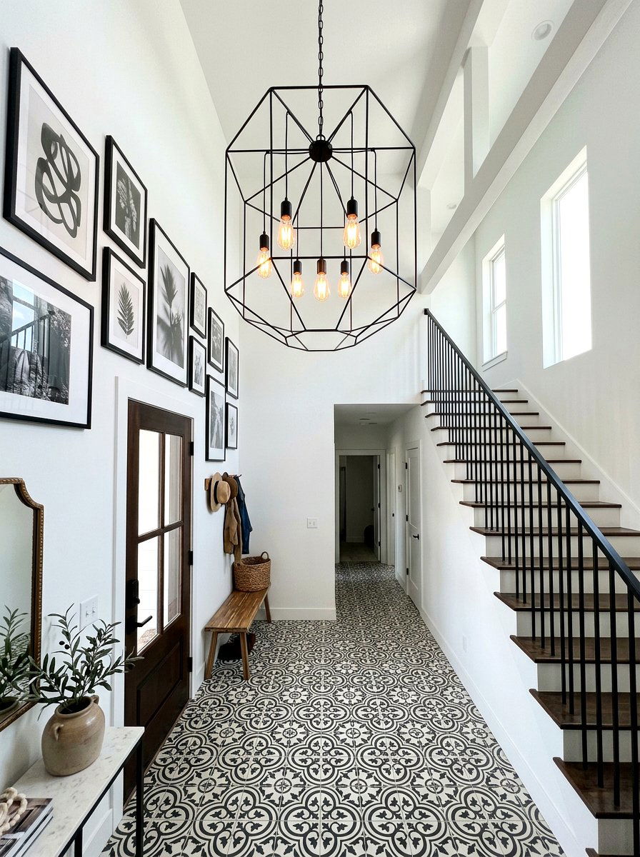 Black Wire Cage Foyer Light - 30 oversized pendant lighting ideas