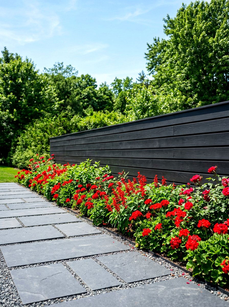 Black Wood Fence - 30 horizontal fence ideas
